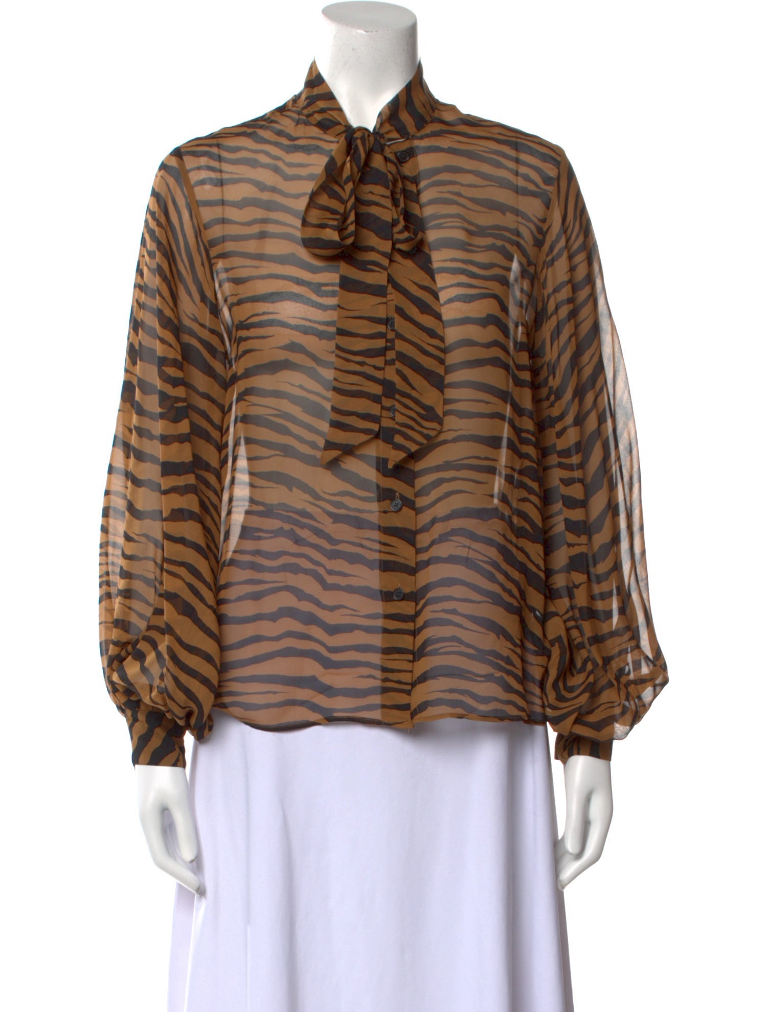Nili Lotan Silk Animal Print Button-Up Top